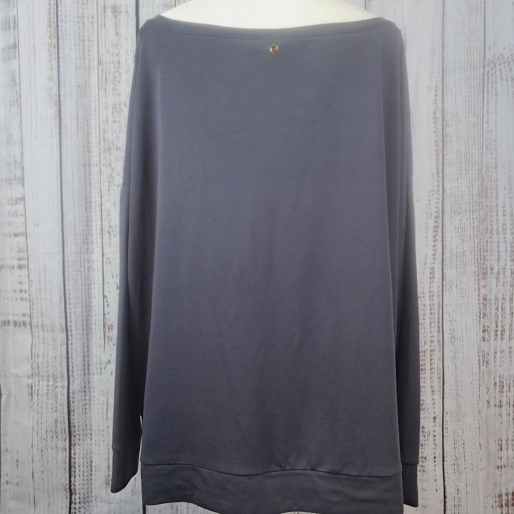FABLETICS 1X Eco Sleek Knit Boat Neck Pullover Pewter Gray Athleisure - Picture 5 of 9
